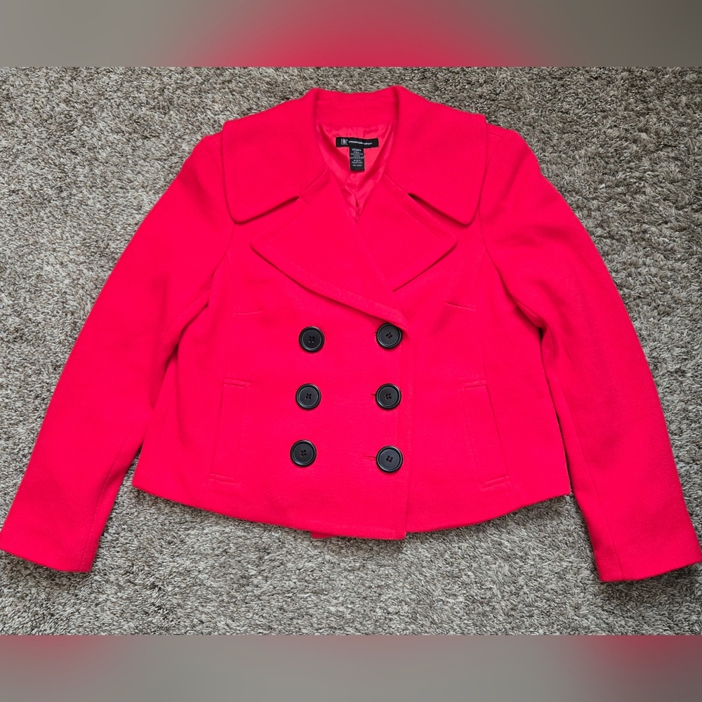 INC International Concepts Women's Red Double-Breasted Jacket Blazer Size Medium